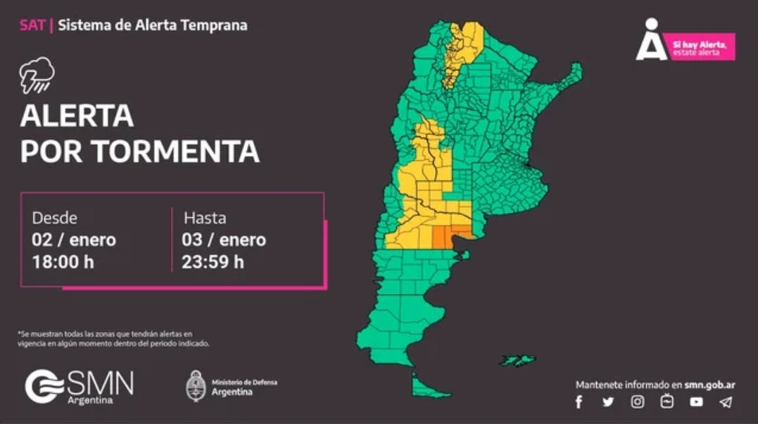 Tucum&aacute;n entre ocho provincias con alertas de tormentas