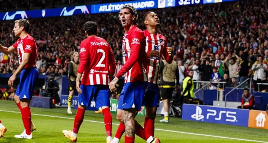 Con un gol de Rodrigo De Paul, el Atlético de Madrid superó 2-1 al Borussia Dortmund