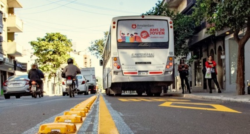 Ya está delimitado el 70% de carriles exclusivos para colectivos y rige la prohibición para estacionar