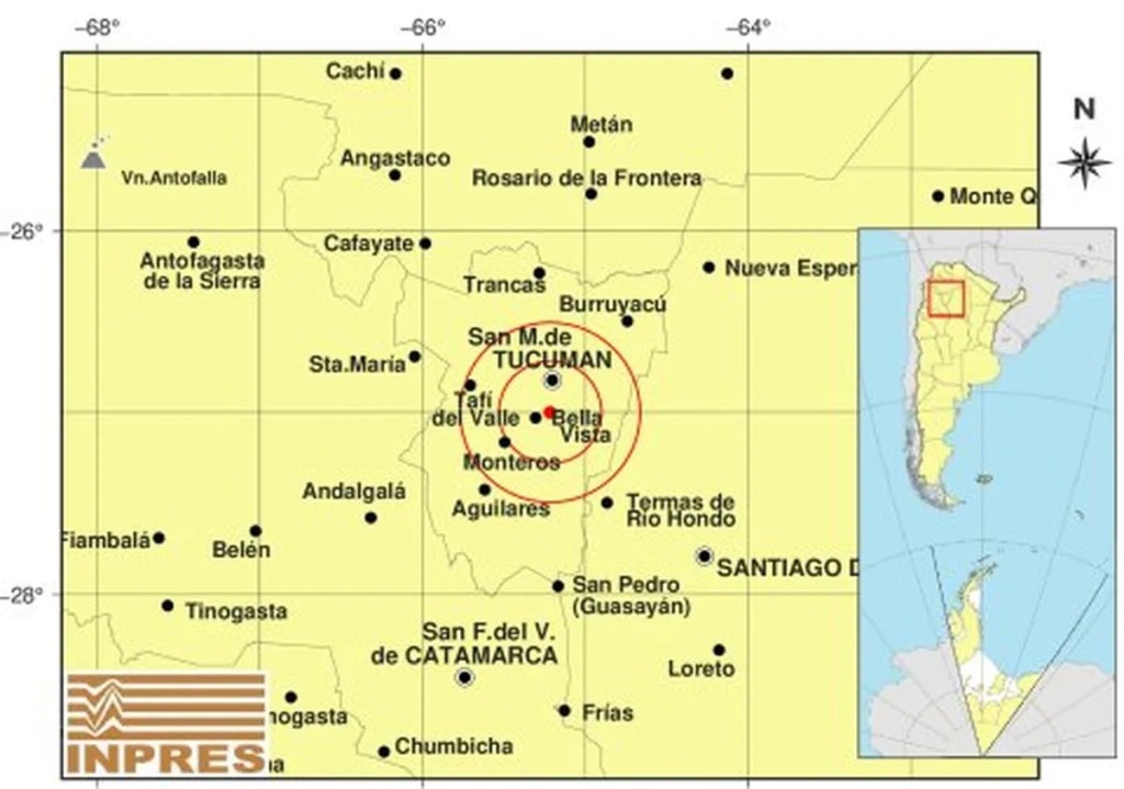 Un sismo de magnitud 2.8 sacudi&oacute; anoche Tucum&aacute;n y fue percibido en al menos siete localidades