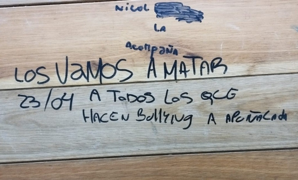 Amenazas en un colegio de La Florida: una adolescente exhibi&oacute; un pu&ntilde;al en clase y hallaron mensajes contra el bullying