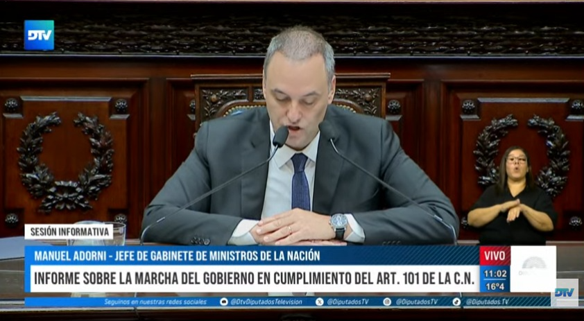 Adorni expone en Diputados con fuerte respaldo pol&iacute;tico y m&aacute;s de 2.100 preguntas