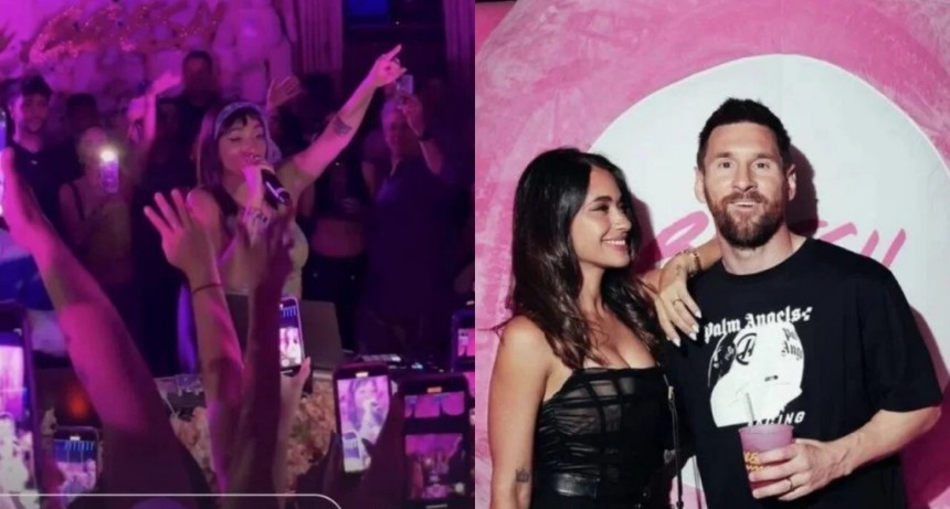 Leo Messi y Antonella Roccuzzo disfrutaron de un show de María Becerra en Miami