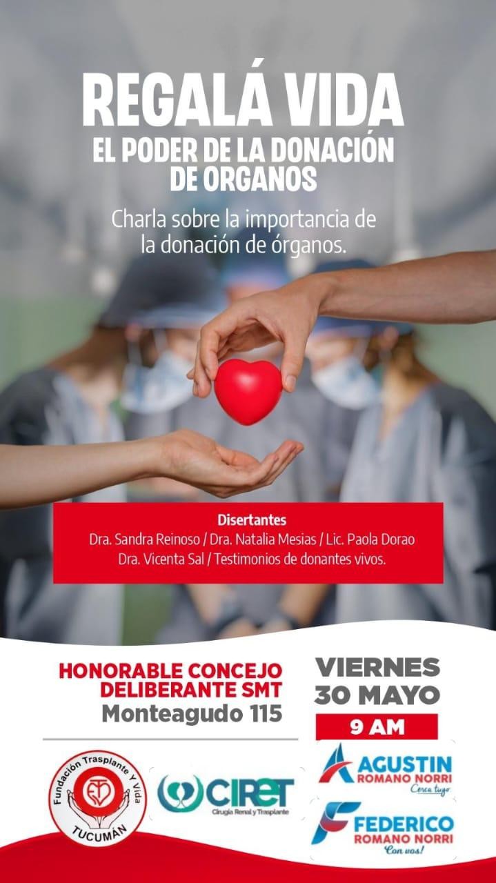 Regalá Vida: convocan a jornada sobre donación de órganos