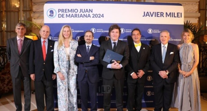 El Presidente Milei destac&oacute; la pol&iacute;tica econ&oacute;mica al recibir el Premio del Instituto Juan de Mariana 2024