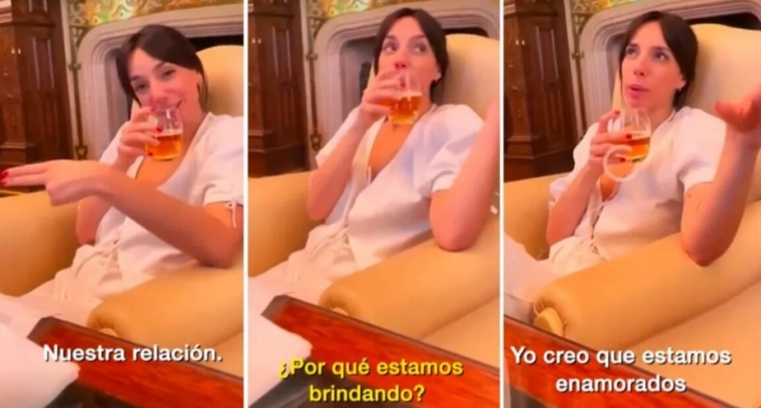 Salió a la luz un video de Alberto Fernández y Tamara Petinatto en Casa Rosada tomando cerveza