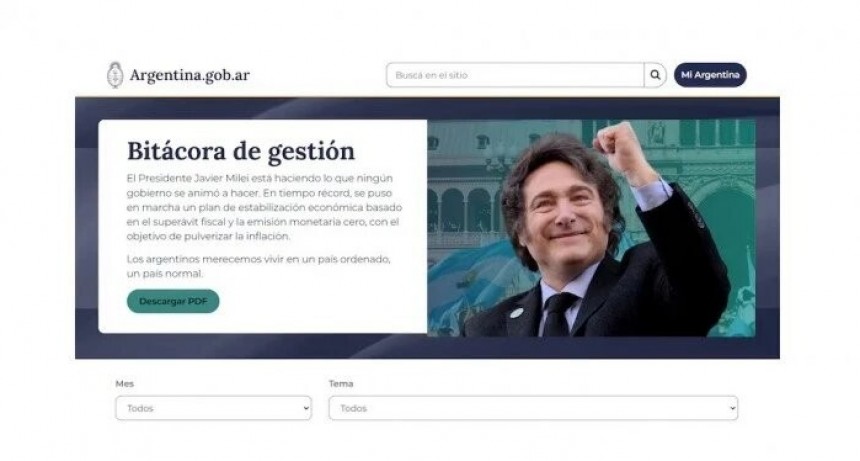 El Gobierno lanza la Bitácora de Gestión para mostrar logros de Javier Milei