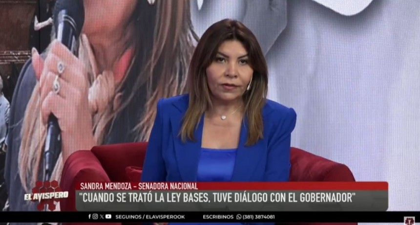 La senadora Sandra Mendoza habló de su relación con Jaldo: 