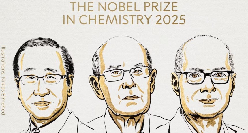 Nobel de Química 2025 premia a los padres de los marcos metal-orgánicos, materiales clave para la lucha ambiental